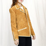 Genuine Vintage leather Women shirt Blazer jacket dress ladies girl