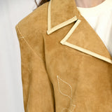 Genuine Vintage leather Women shirt Blazer jacket dress ladies girl