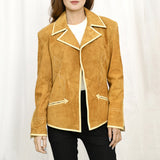 Genuine Vintage leather Women shirt Blazer jacket dress ladies girl