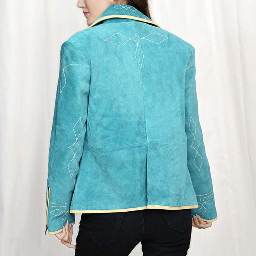 American Darling Genuine Vintage leather Women Blazer dress jacket ladies Girl|