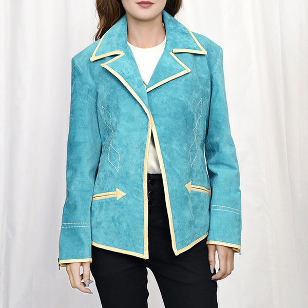 Genuine Vintage leather Women shirt Blazer jacket dress ladies girl - Uhorse
