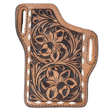 Tan leather wallet with tooled floral design - Uhorse