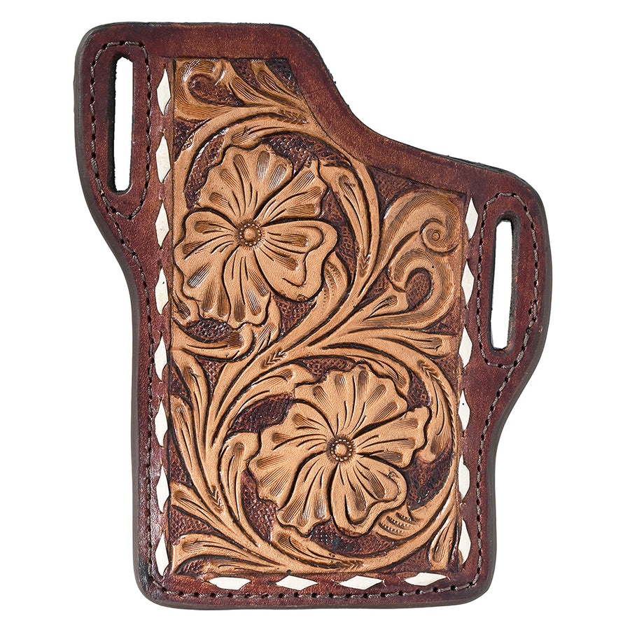 Hilason Western Stylish Floral Hand Tooled Genuine Leather Smartphone Cell Phone Holder - Uhorse
