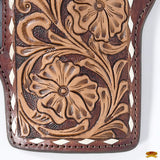 Hilason Western Stylish Floral Hand Tooled Genuine Leather Smartphone Cell Phone Holder