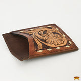 Hilason Western Floral Stylish Women & Men Hand Tooled Genuine Leather Card-Holder