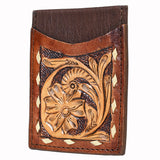 Hilason Western Floral Stylish Women & Men Hand Tooled Genuine Leather Card-Holder