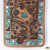 Hilason Western Stylish Floral Hand Tooled Genuine Leather Smartphone Cell Phone Holder