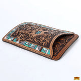 Hilason Western Stylish Floral Hand Tooled Genuine Leather Smartphone Cell Phone Holder