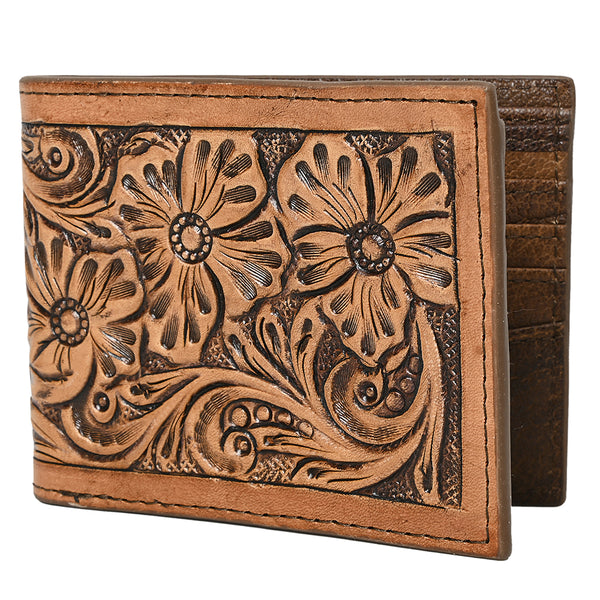 Hilason Western Floral Rodeo Bifold Men Women Genuine American Leather Wallet - Uhorse