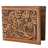 Hilason Western Floral Rodeo Bifold Men Women Genuine American Leather Wallet