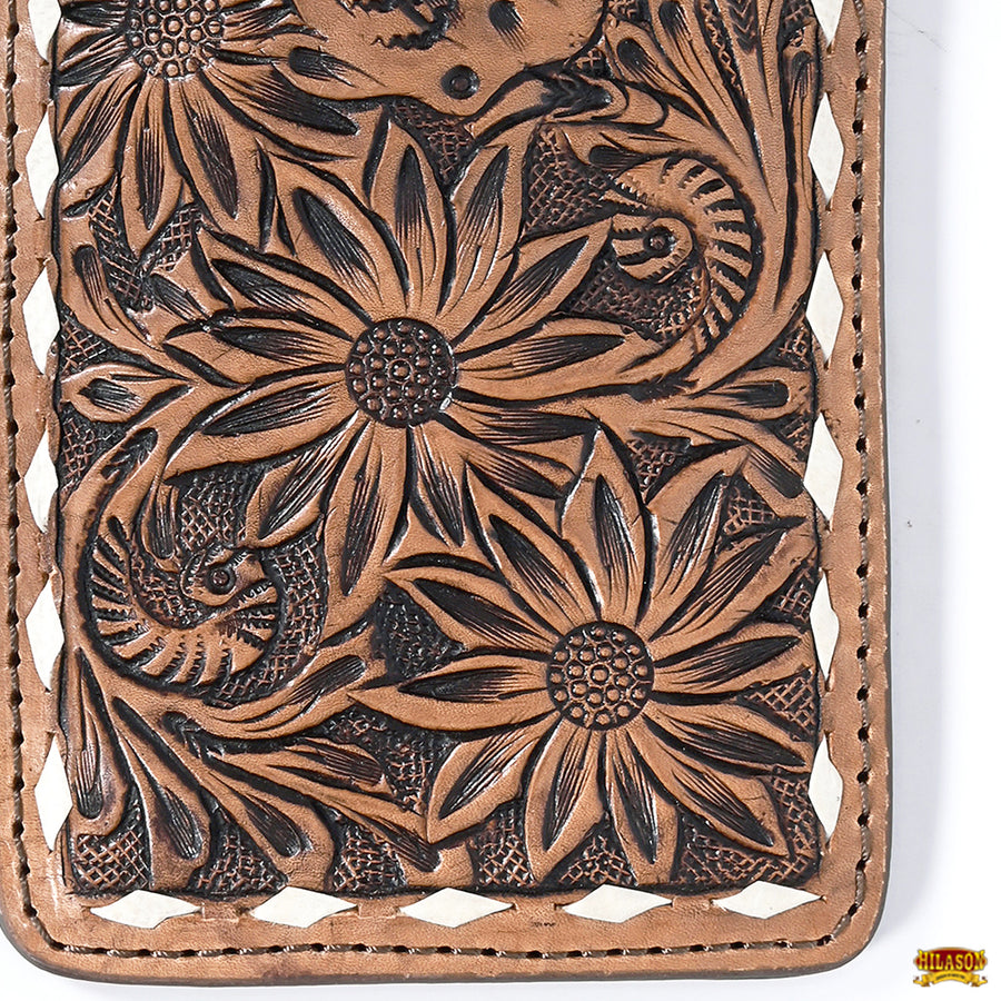 Hilason Western Stylish Floral Hand Tooled Genuine Leather Smartphone Cell Phone Holder
