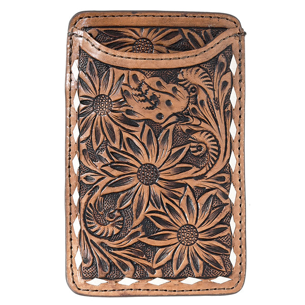 Hilason Western Stylish Floral Hand Tooled Genuine Leather Smartphone Cell Phone Holder - Uhorse