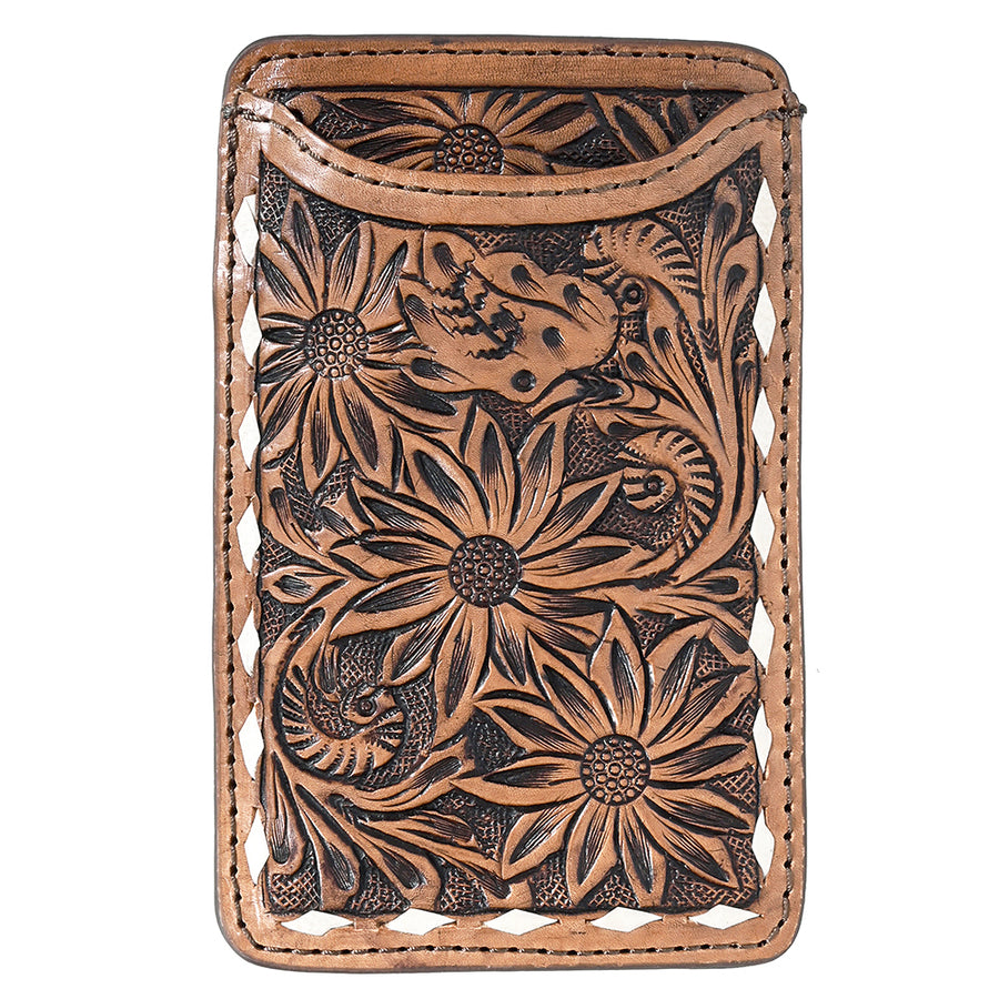 Hilason Western Stylish Floral Hand Tooled Genuine Leather Smartphone Cell Phone Holder - Uhorse