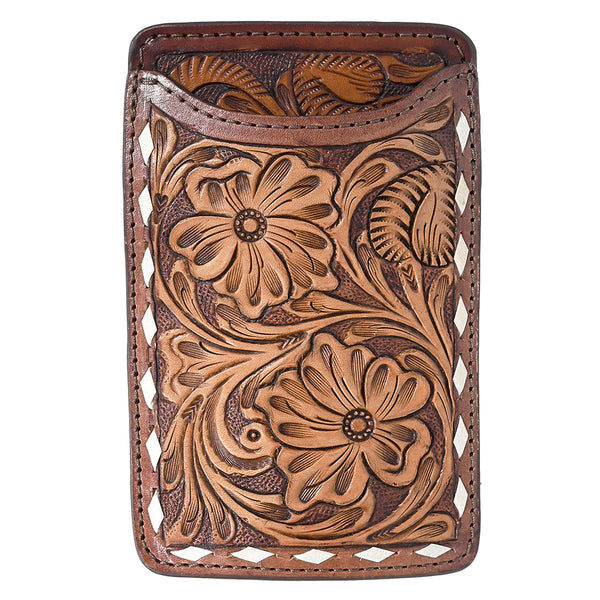 Hilason Western Stylish Floral Hand Tooled Genuine Leather Smartphone Cell Phone Holder - Uhorse