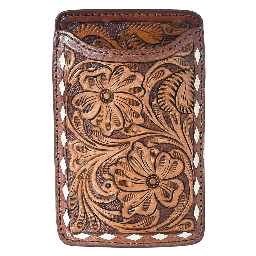 Hilason Western Stylish Floral Hand Tooled Genuine Leather Smartphone Cell Phone Holder - Uhorse