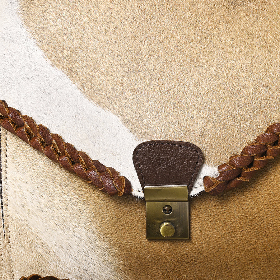 American Darling Cross body Bag Western Hair-On Cowhide Genuine Leather Handcrafted Purse with Braided Detail and YKK Zipper