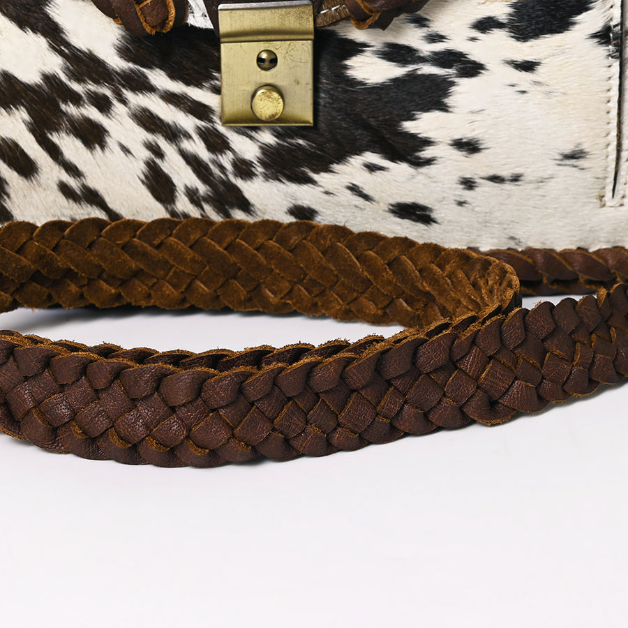 American Darling Cross body Bag Western Hair-On Cowhide Genuine Leather Handcrafted Purse with Braided Detail and YKK Zipper