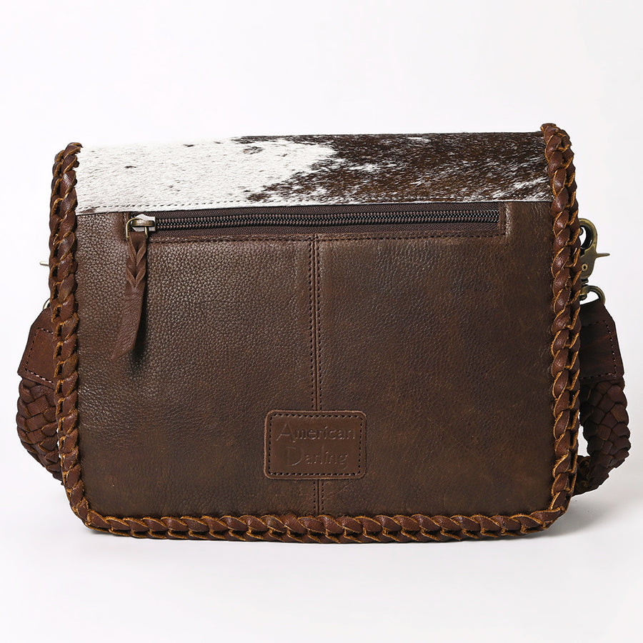 American Darling Cross body Bag Western Hair-On Cowhide Genuine Leather Handcrafted Purse with Braided Detail and YKK Zipper