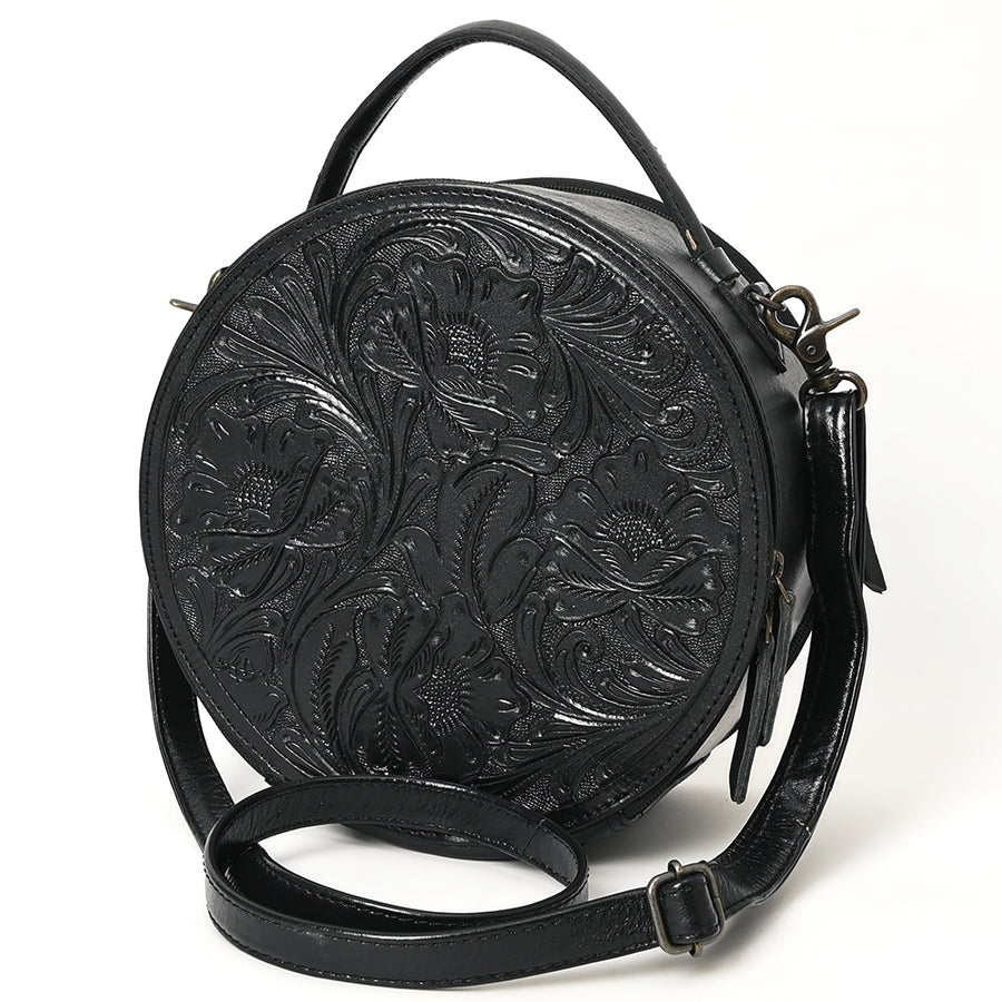 American Darling Western Leather Canteen Bag with Hand-Tooled Floral Detailing - Uhorse