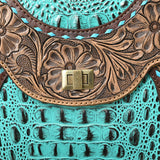 American Darling Adbg1303 Cross Body I Hand Tooled Crocodile Embossed Genuine Leather Women Bag Western Handbag Purse