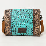 American Darling Adbg1303 Cross Body I Hand Tooled Crocodile Embossed Genuine Leather Women Bag Western Handbag Purse