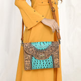 American Darling Adbg1303 Cross Body I Hand Tooled Crocodile Embossed Genuine Leather Women Bag Western Handbag Purse