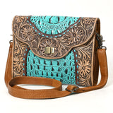 American Darling Adbg1303 Cross Body I Hand Tooled Crocodile Embossed Genuine Leather Women Bag Western Handbag Purse