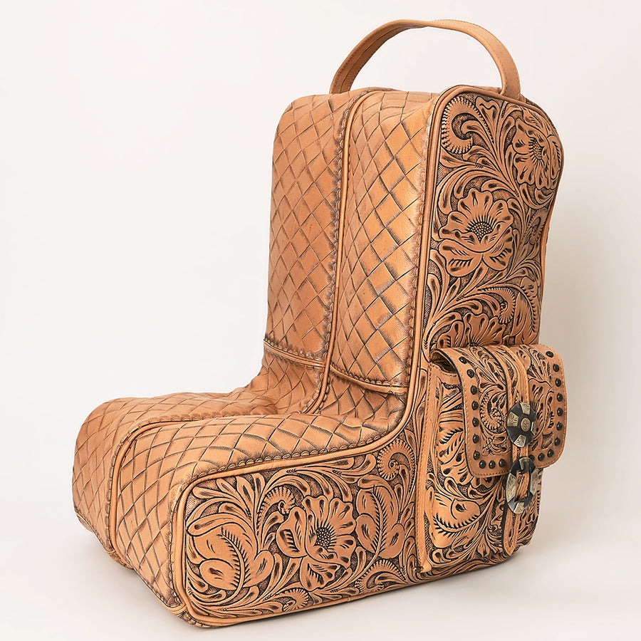 American Darling Hand Tooled Leather Western Boot Cover Travel Case - Uhorse