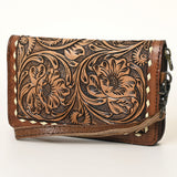American Darling Tooled Leather Wallet | Floral Buckstitch Wristlet - Uhorse