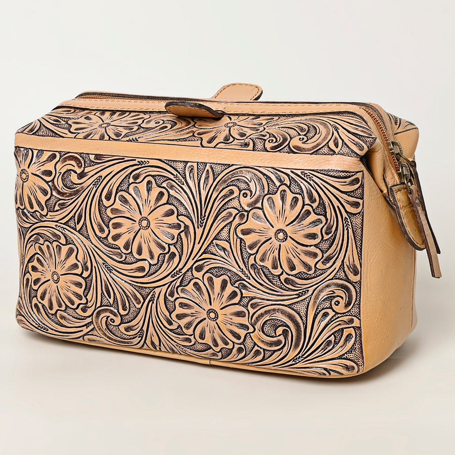 American Darling Hand-Tooled Leather Jewelry Case | Western Vanity Bag - Uhorse