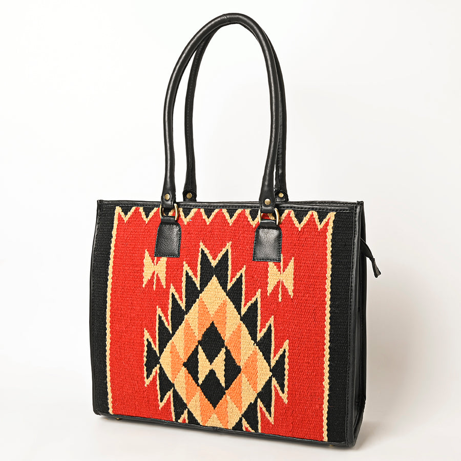 American Darling Hand Woven Saddle Blanket and Leather Western Tote Bag - Uhorse