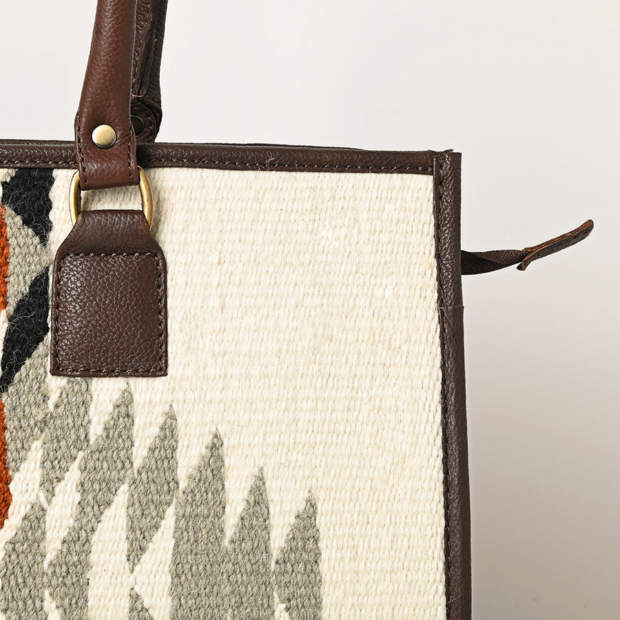 American Darling Hand Woven Saddle Blanket Tote Bag Vegetable-Tanned Genuine Leather Western Purse with YKK Zipper