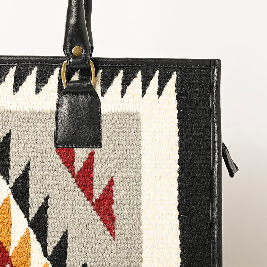 American Darling Hand Woven Saddle Blanket Tote Bag Vegetable-Tanned Genuine Leather Western Purse with YKK Zipper