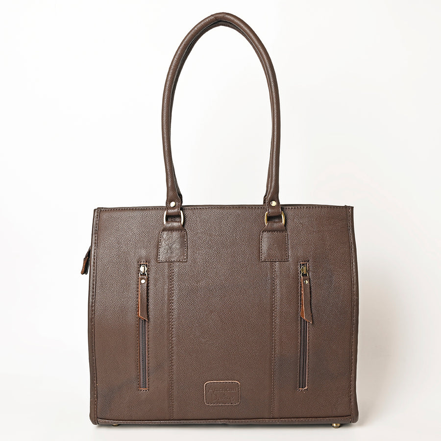 American Darling Hand Woven Saddle Blanket Tote Bag Vegetable-Tanned Genuine Leather Western Purse with YKK Zipper