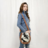 American Darling ADBG1315 Hand Tooled Hair-On Genuine Leather Women Bag Western Handbag Purse