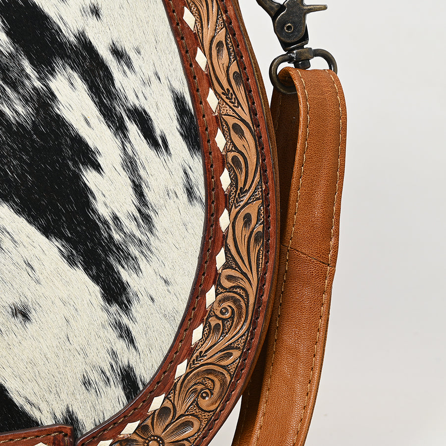 American Darling Hair-On Cowhide Western Leather Crossbody Bag – Genuine Leather with Hand-Tooled Detailing – Everyday Women’s Purse