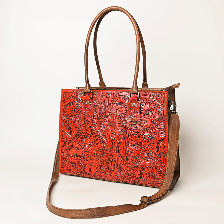 American Darling Hand-Tooled Genuine Leather Western Crossbody Tote Bag - Uhorse