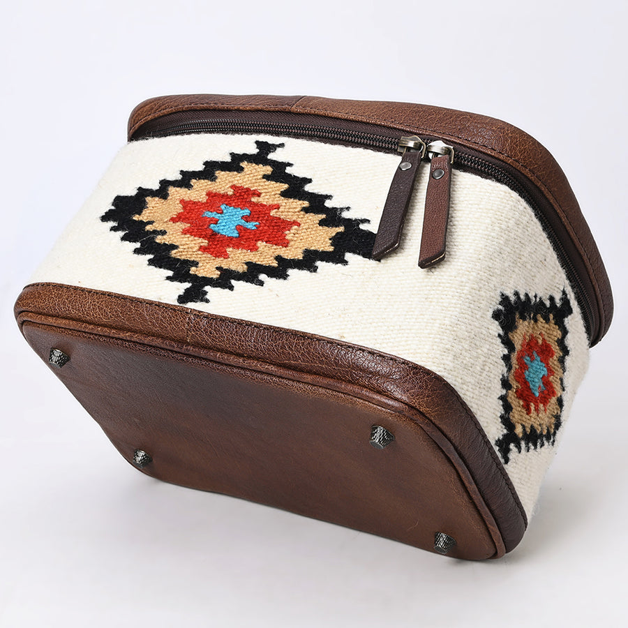 American Darling Western Jewelry Case – Hand-Woven Saddle Blanket with Genuine Leather Trim – Travel Organizer Box for Accessories