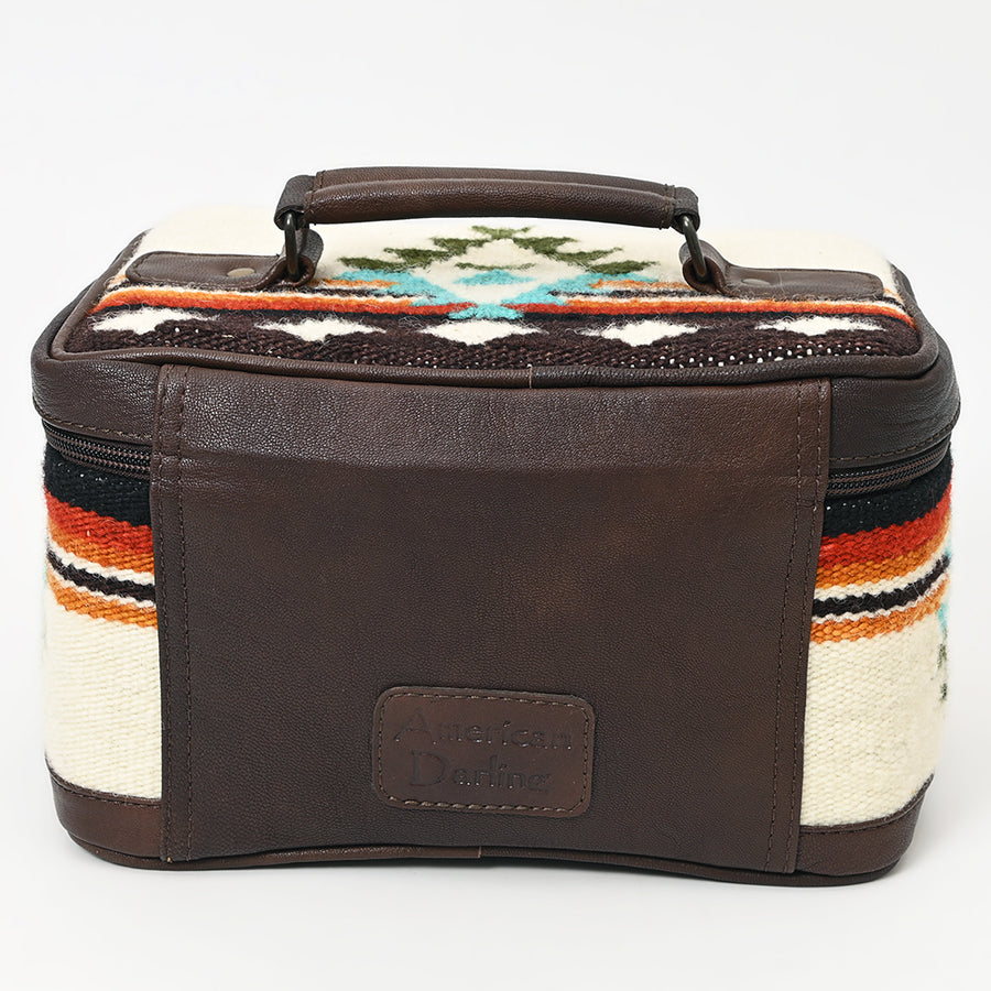 American Darling Western Jewelry Case – Hand-Woven Saddle Blanket with Genuine Leather Trim – Travel Organizer Box for Accessories