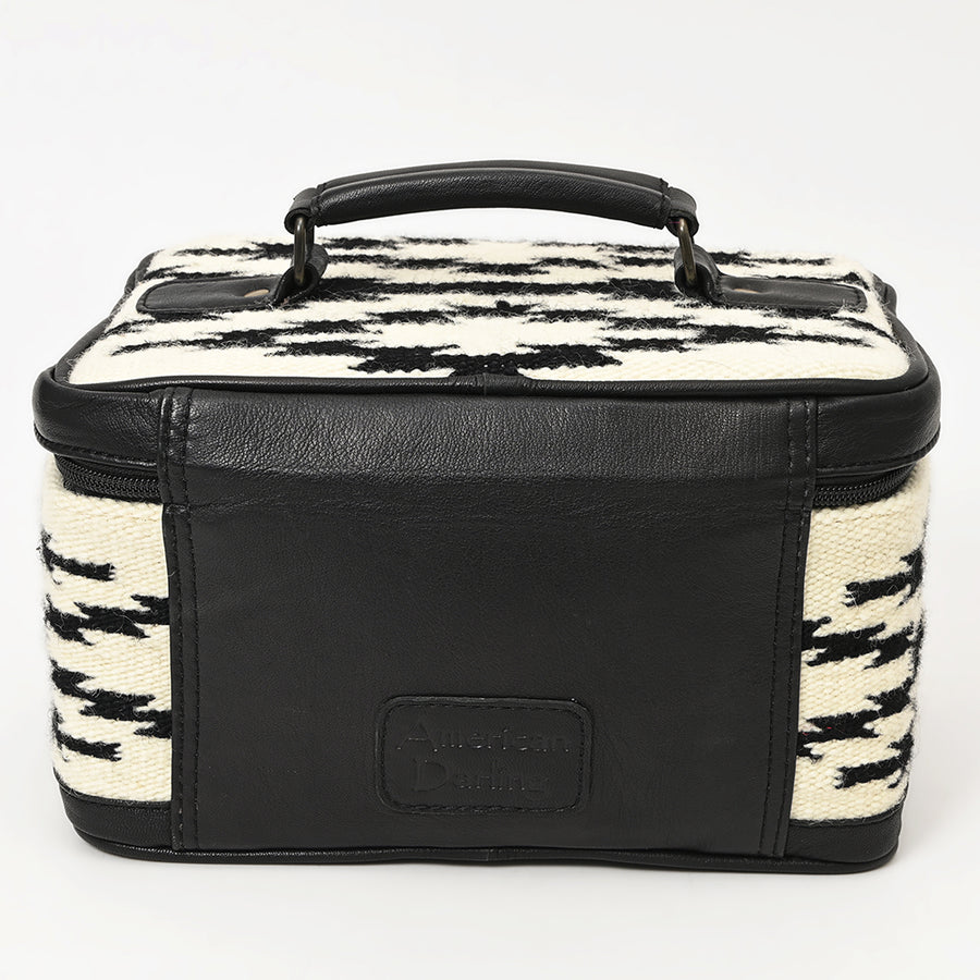 American Darling Western Jewelry Case – Hand-Woven Saddle Blanket with Genuine Leather Trim – Travel Organizer Box for Accessories