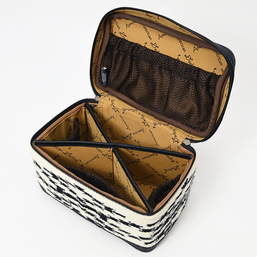 American Darling Western Jewelry Case – Hand-Woven Saddle Blanket with Genuine Leather Trim – Travel Organizer Box for Accessories