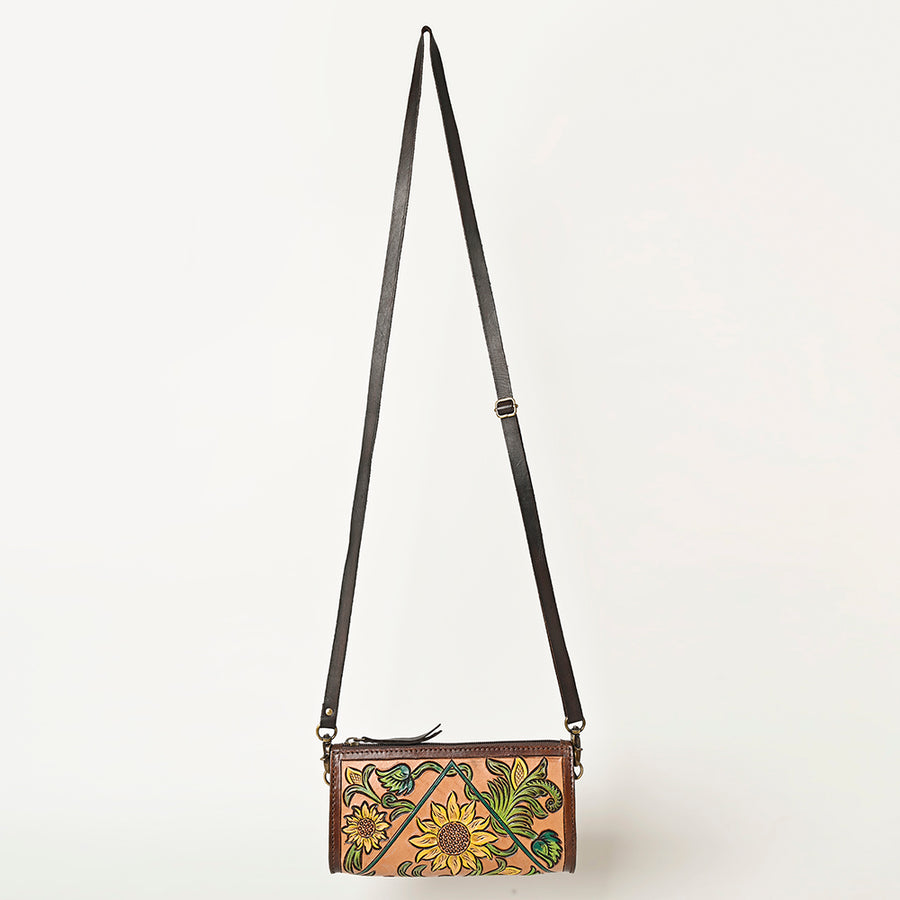 American Darling Hand Tooled Floral Carved Small Cross body Bag Eco-Friendly Vegetable-Tanned Genuine Leather YKK Zipper