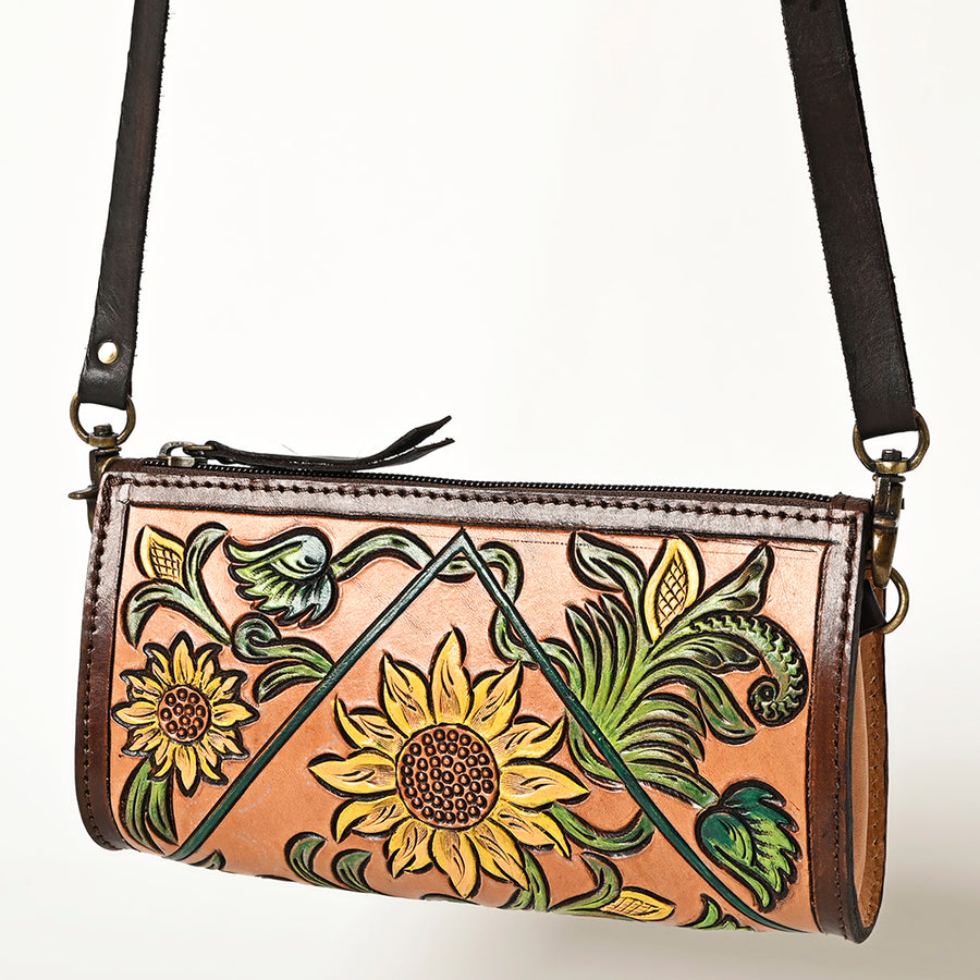 American Darling Hand Tooled Leather Small Cross body Bag Western Purse - Uhorse
