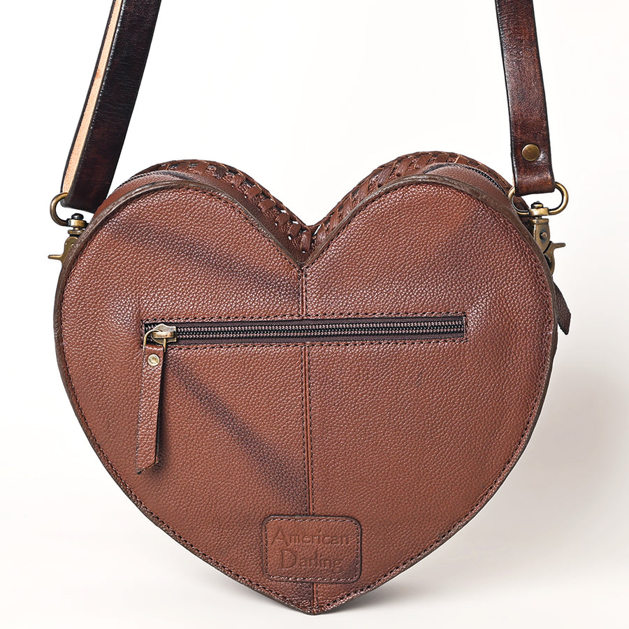 American Darling Hair-On Cowhide Hand Tooled Floral Carved Canteen Bag Braided Western Genuine Leather Crossbody YKK Zipper