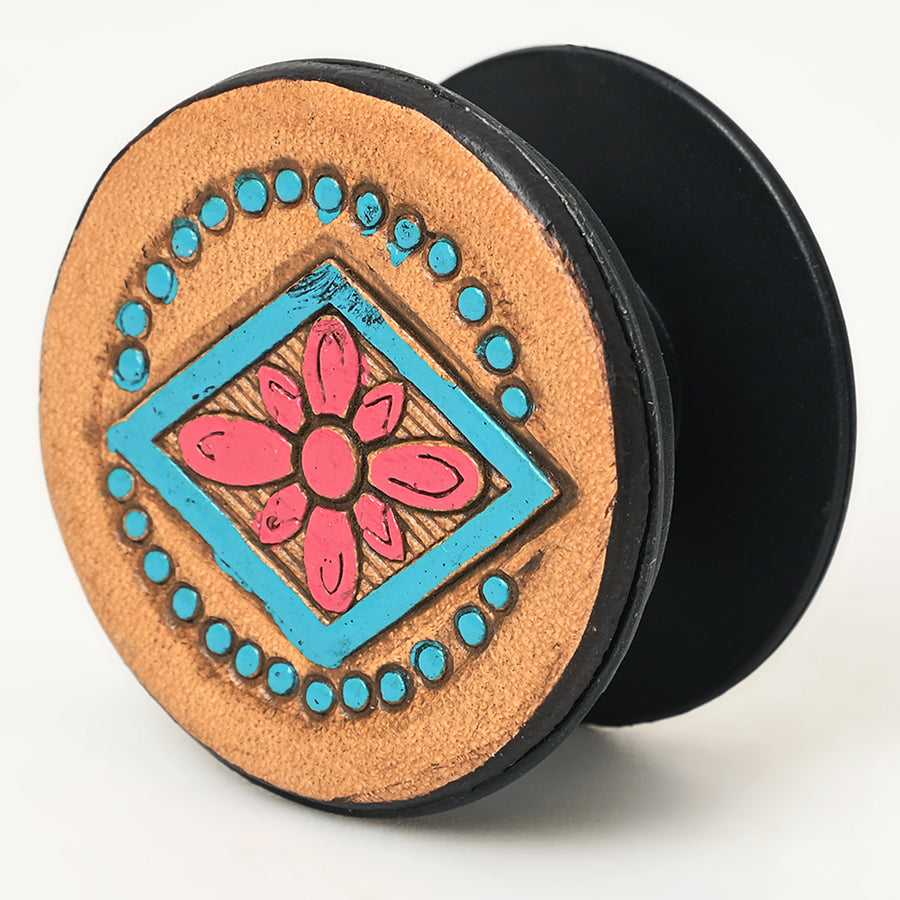 American Darling Hand Tooled Painted Pop Phone Grip Stand Holder Tan - Uhorse
