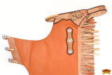Hilason W. Bull Riding Chinks Chaps Adult Pro Rodeo Bronc Leather Tan