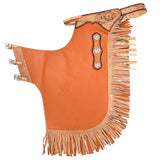 Hilason Western Small Bull Riding Chinks Chaps Adult Pro Rodeo Bronc Leather Tan - Uhorse