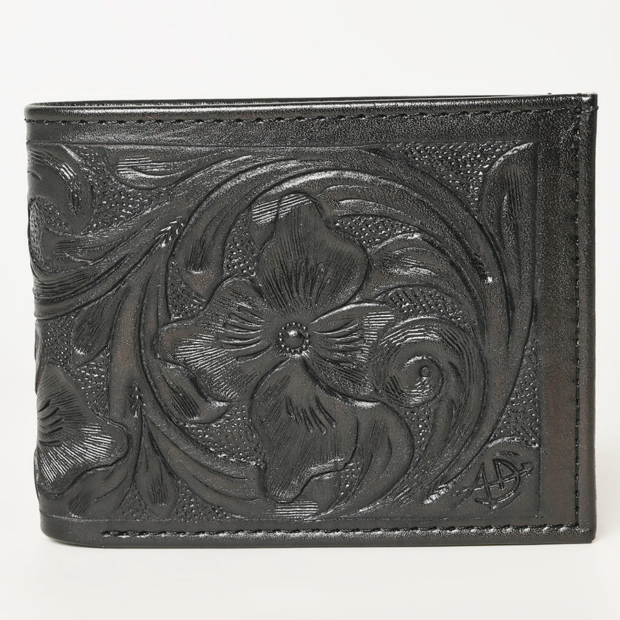 American Darling Western Bifold Wallet Handcrafted from Tooled Genuine Leather | Floral Carved Design with Multiple Card Slots