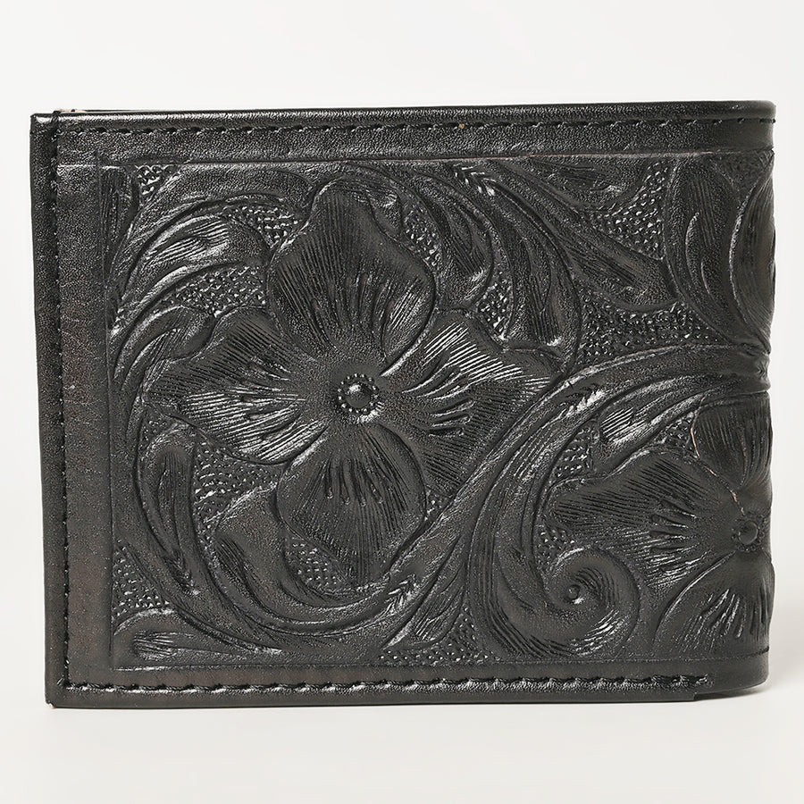 American Darling Western Bifold Wallet Handcrafted from Tooled Genuine Leather | Floral Carved Design with Multiple Card Slots