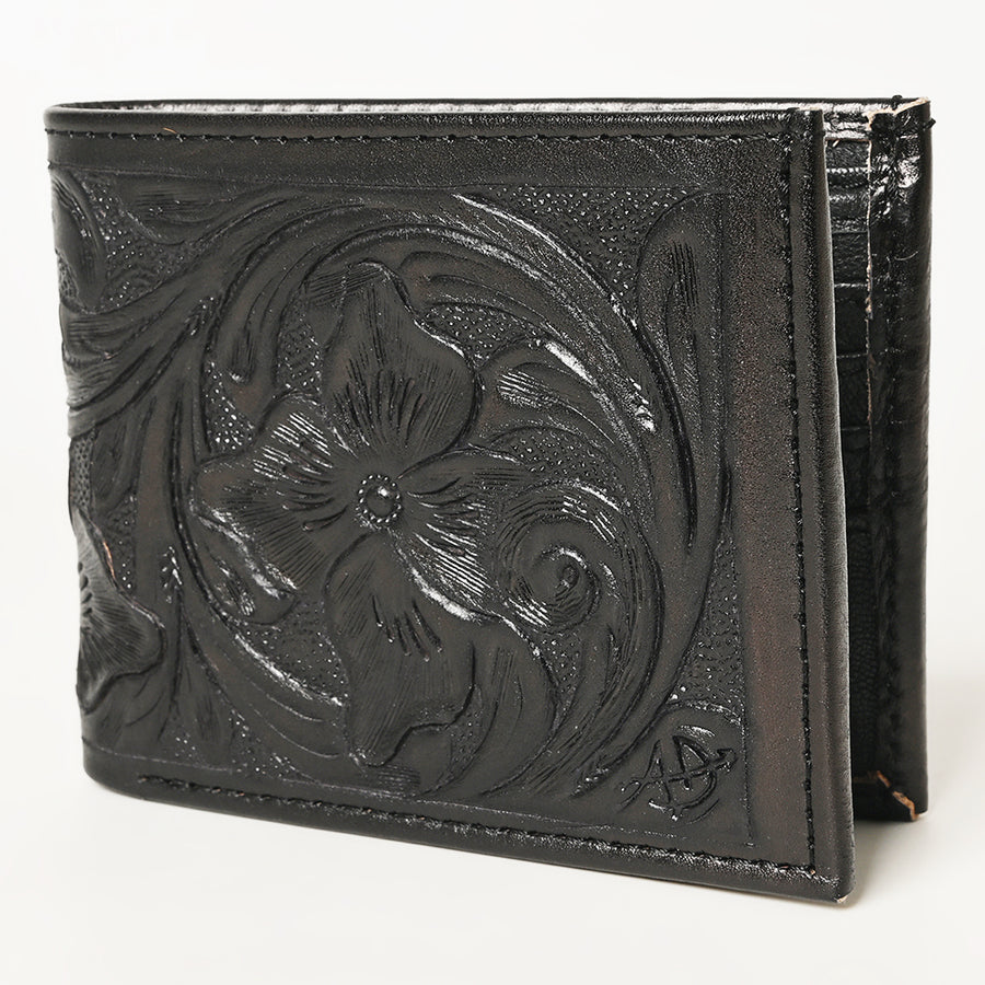 American Darling Hand Tooled Leather Bifold Wallet | Floral Carved Purse - Uhorse